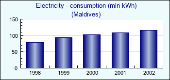 Maldives. Electricity - consumption (mln kWh)