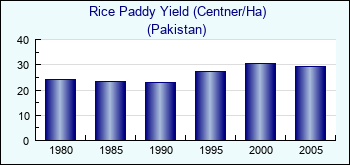 Pakistan. Rice Paddy Yield (Centner/Ha)