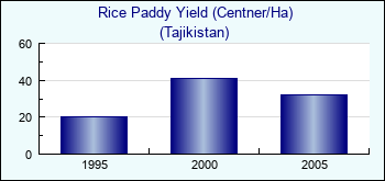 Tajikistan. Rice Paddy Yield (Centner/Ha)