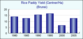 Brunei. Rice Paddy Yield (Centner/Ha)