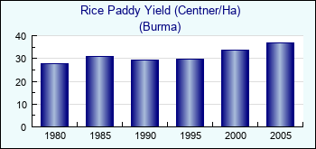 Burma. Rice Paddy Yield (Centner/Ha)