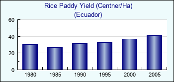 Ecuador. Rice Paddy Yield (Centner/Ha)