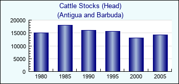Antigua and Barbuda. Cattle Stocks (Head)