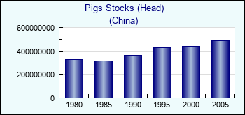 China. Pigs Stocks (Head)