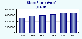 Tunisia. Sheep Stocks (Head)