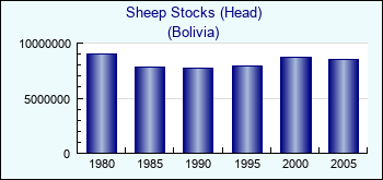 Bolivia. Sheep Stocks (Head)