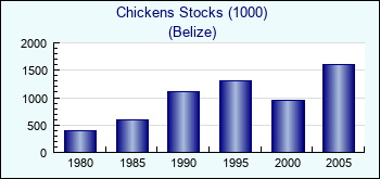 Belize. Chickens Stocks (1000)
