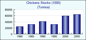 Tunisia. Chickens Stocks (1000)