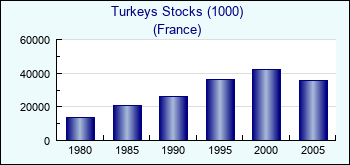 France. Turkeys Stocks (1000)
